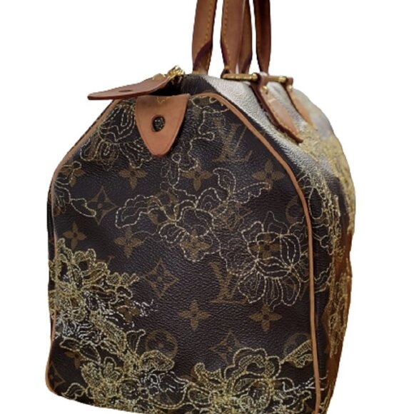 Authentic Louis Vuitton Rare Dentelle Lace Monogram Speedy 30 Satchel Boston Bag - Picture 6 of 14